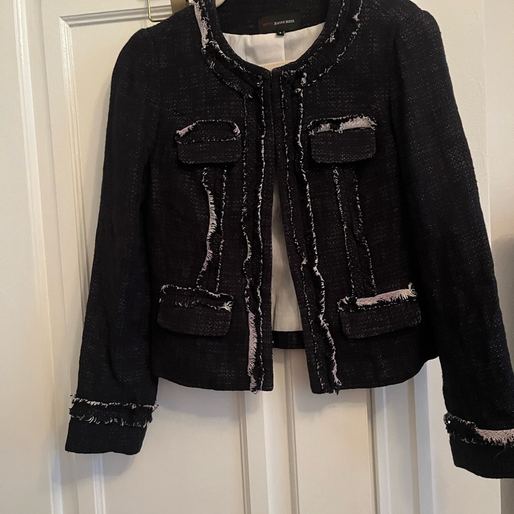 Chic Black Tweed Blazer